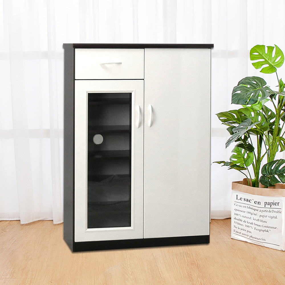 防潮防蛀 防水塑鋼2.8尺二門單抽透視鞋櫃(四色可選)