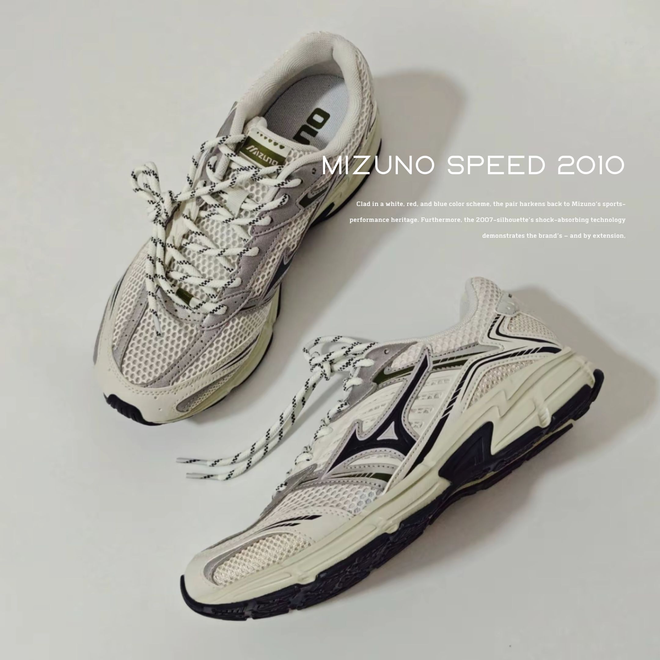 NICEDAY 代購 Ｍizuno Speed 2010 奶油白 白 白灰 復古 舒適 機能 跑鞋 慢跑 男女鞋 D1GH251706