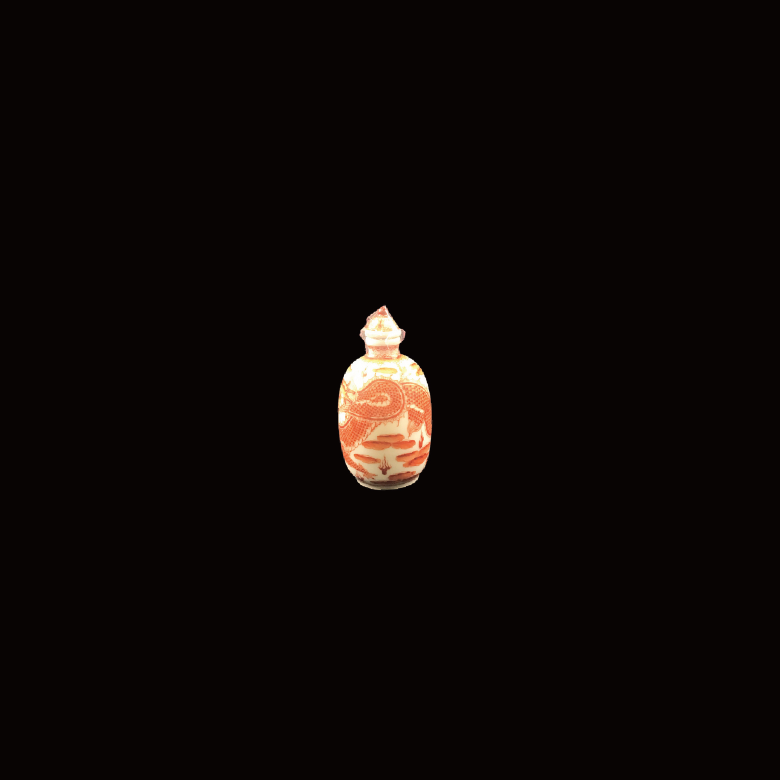 "乾隆年製"款 白釉彩紅繪瓶連蓋