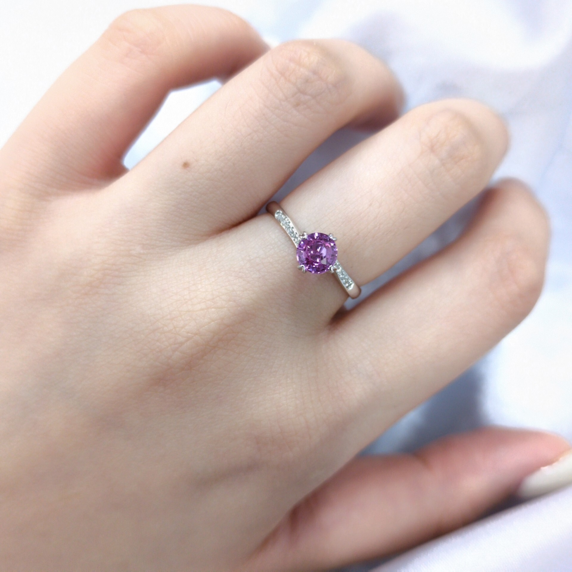 18K White Gold 0.70ct Sapphire and Diamond Ring