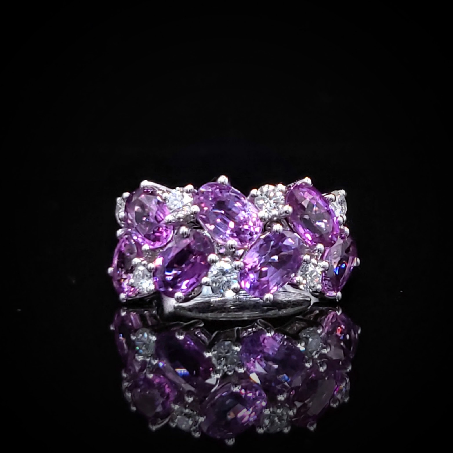 18K White Gold 3.98ct Sapphire and Diamond Ring