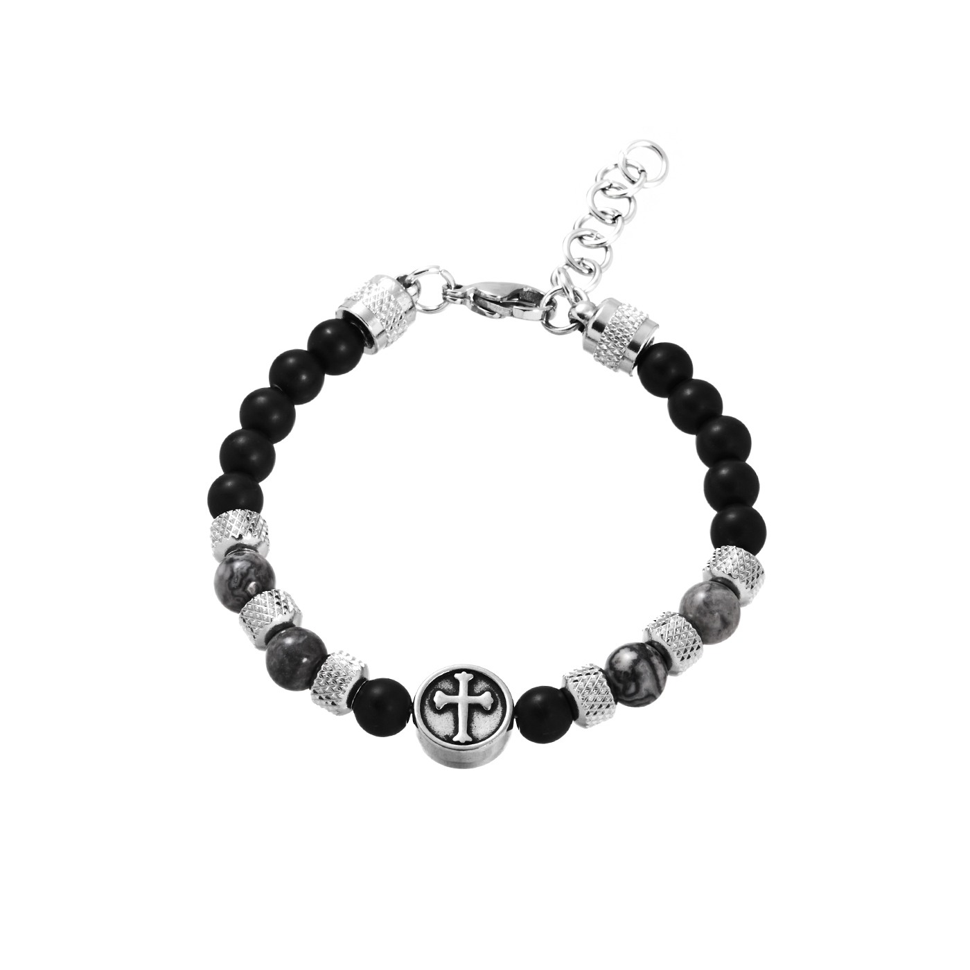 鋼飾,天然石,串珠,十字架,手鍊,男生飾品