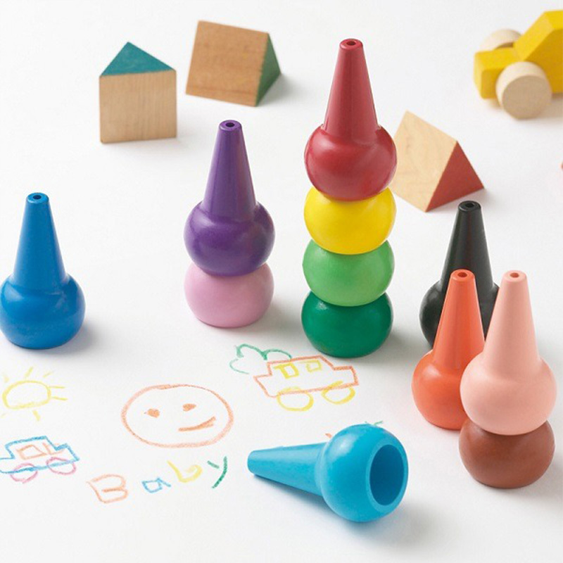 【日本 AOZORA】6/12色 兒童安全積木蠟筆