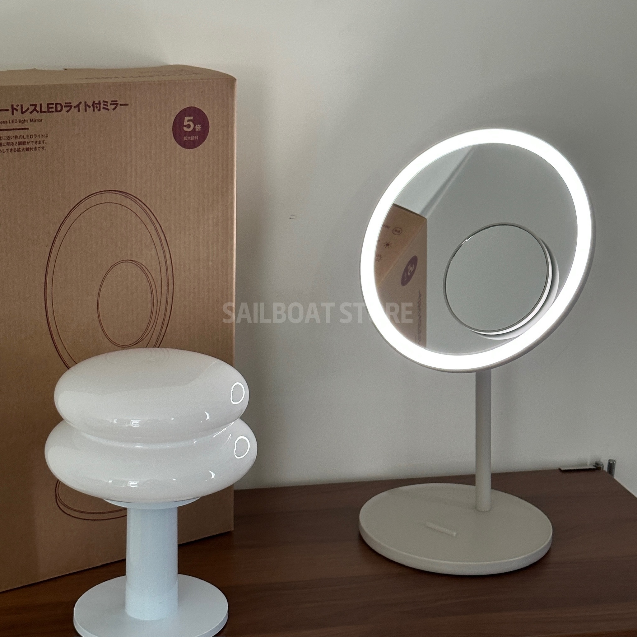 #預購 日本 無印良品 MUJI 無線LED化妝鏡 MJ-LMR1 附5倍放大鏡