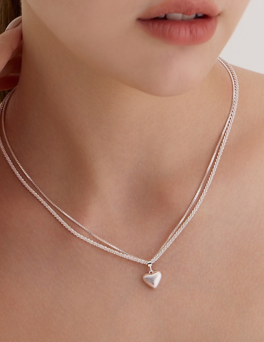 閃爍霧面愛心雙層項鍊