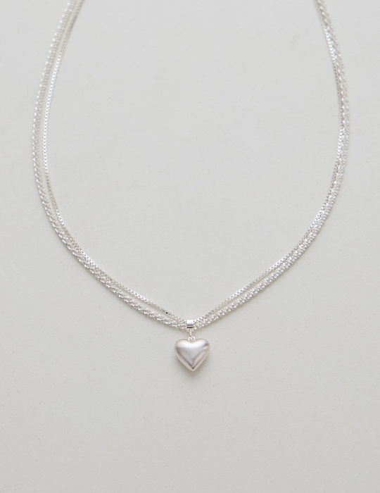 閃爍霧面愛心雙層項鍊
