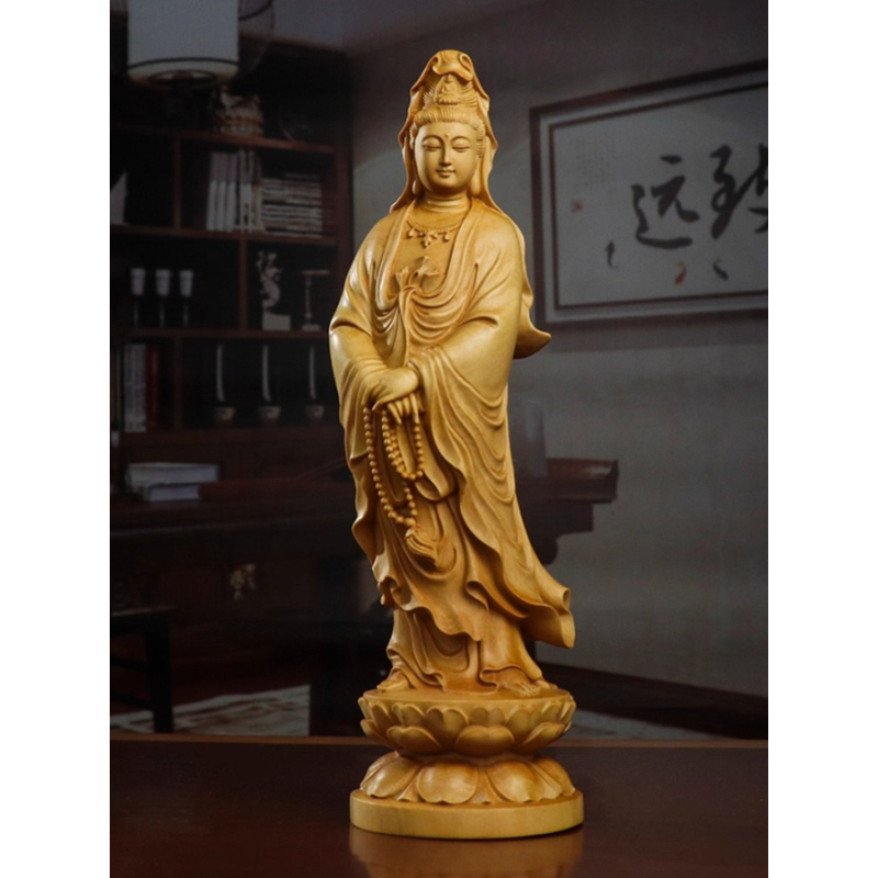 黃楊木觀音佛像
