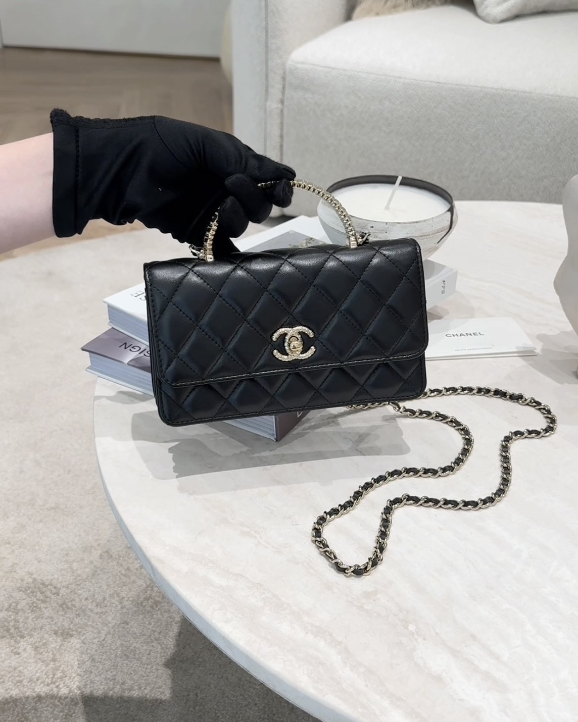 CHANEL｜水鑽手柄WOC 黑色