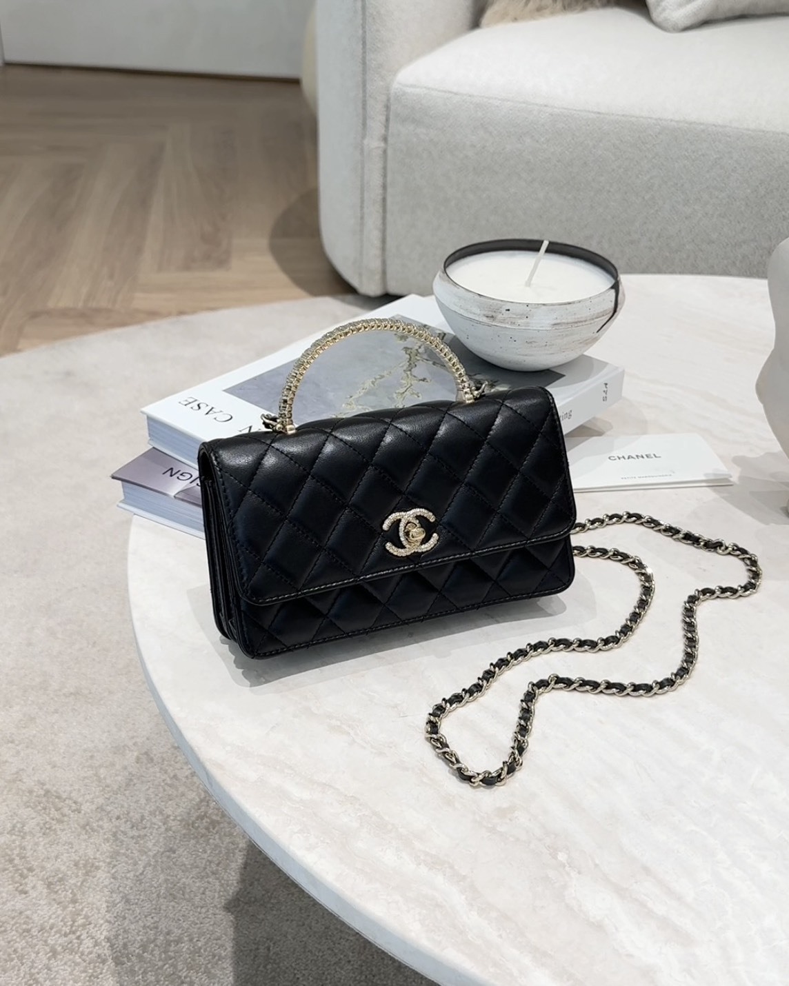 CHANEL｜水鑽手柄WOC 黑色