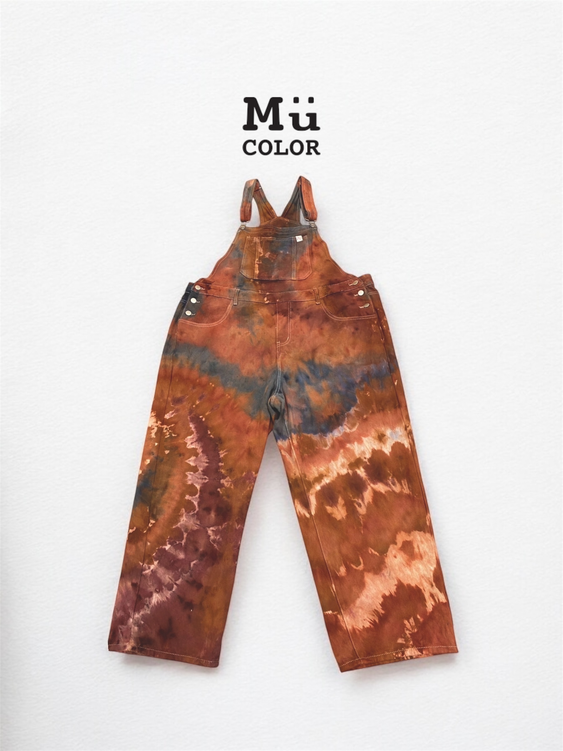 慕慕卡樂 / ice dyed jeans 手染吊帶牛仔褲（尺寸 3XL）