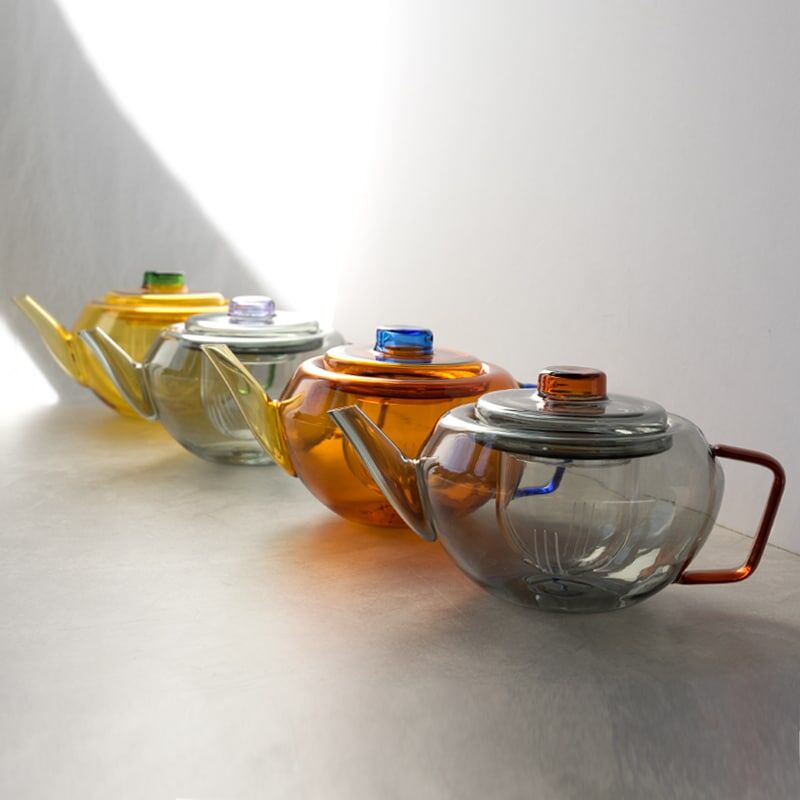 amabro-TWO TONE 耐熱玻璃茶壺 / 琥珀x藍