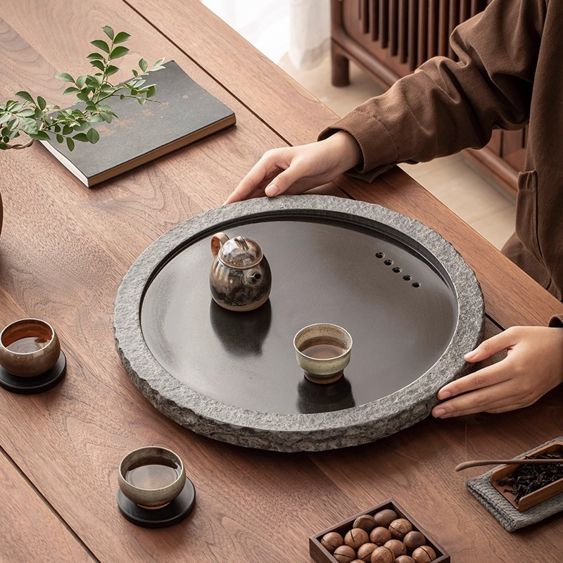 烏金石圓形茶盤