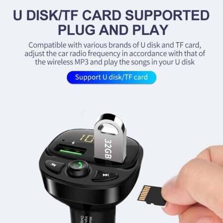 WEKOME - WP-C26 Bluetooth 5.0 車載藍牙FM發射器 MP3藍牙接收器 免提汽車點煙器3.4A數顯適配器