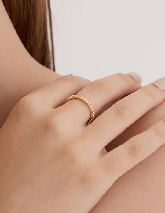 優雅珍珠環繞可調式戒指