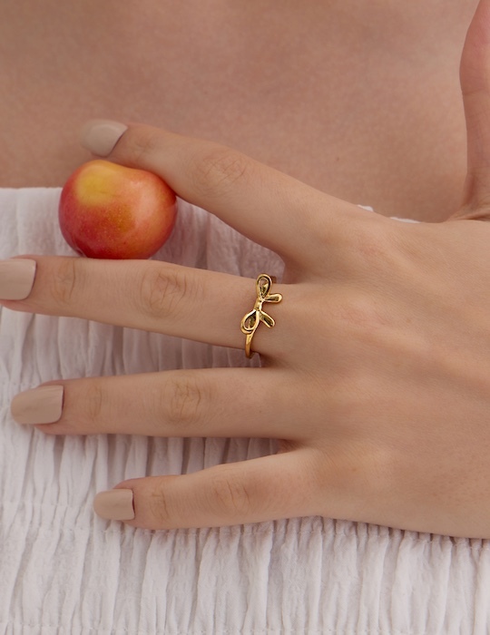 【鈦鋼】經典立體蝴蝶結戒指(金)