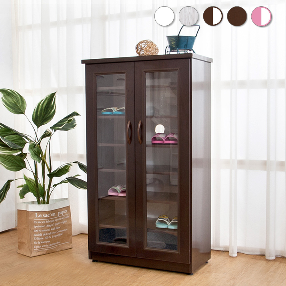 防潮防蛀 防水塑鋼2.2尺二門透視防水塑鋼鞋櫃(五色可選)