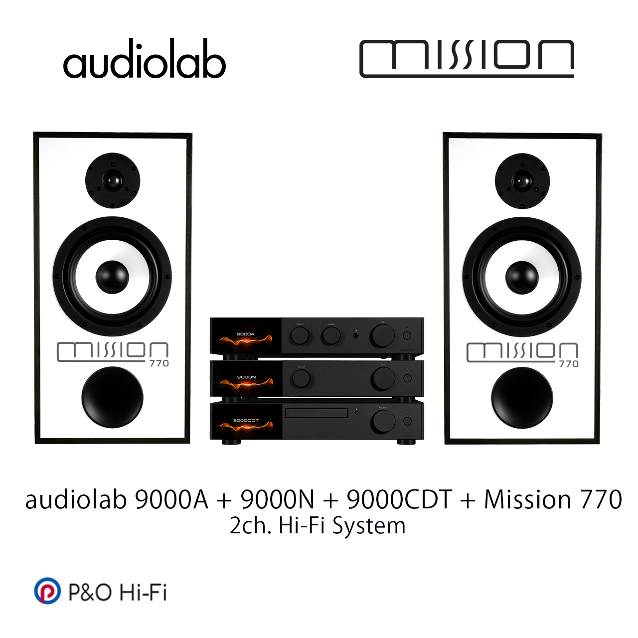 兩聲道音響系統 (audiolab 9000A + 9000N + 9000CDT(霧黑) +Mission 770 [2 Color] )