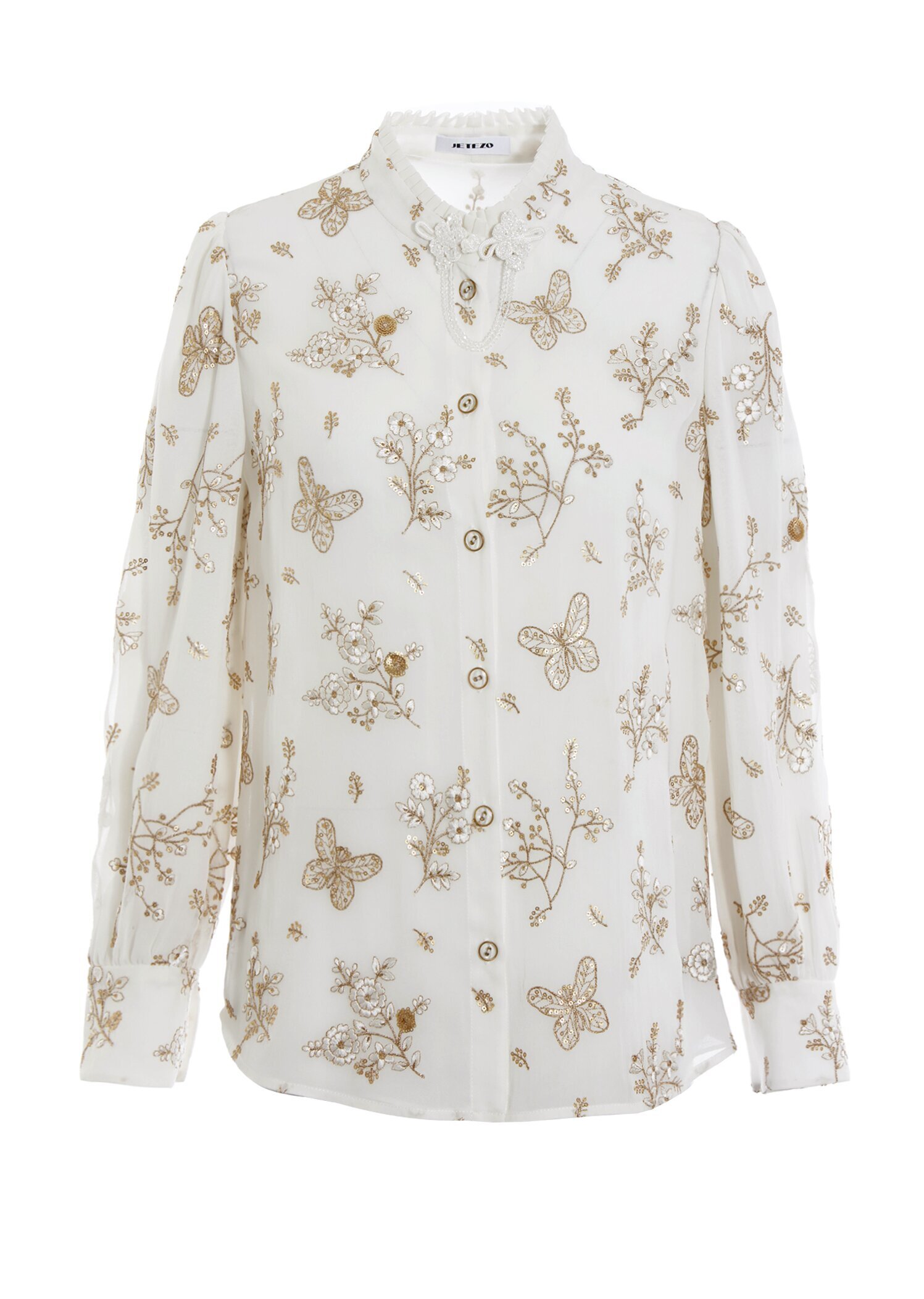 BD10036A1 浮雕花園巴洛克藤蔓金線刺繡玫瑰蝴蝶衫