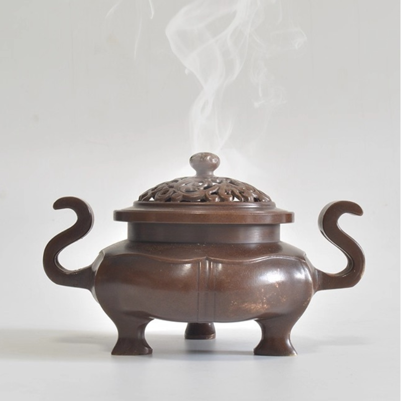 仿古銅製象耳香爐