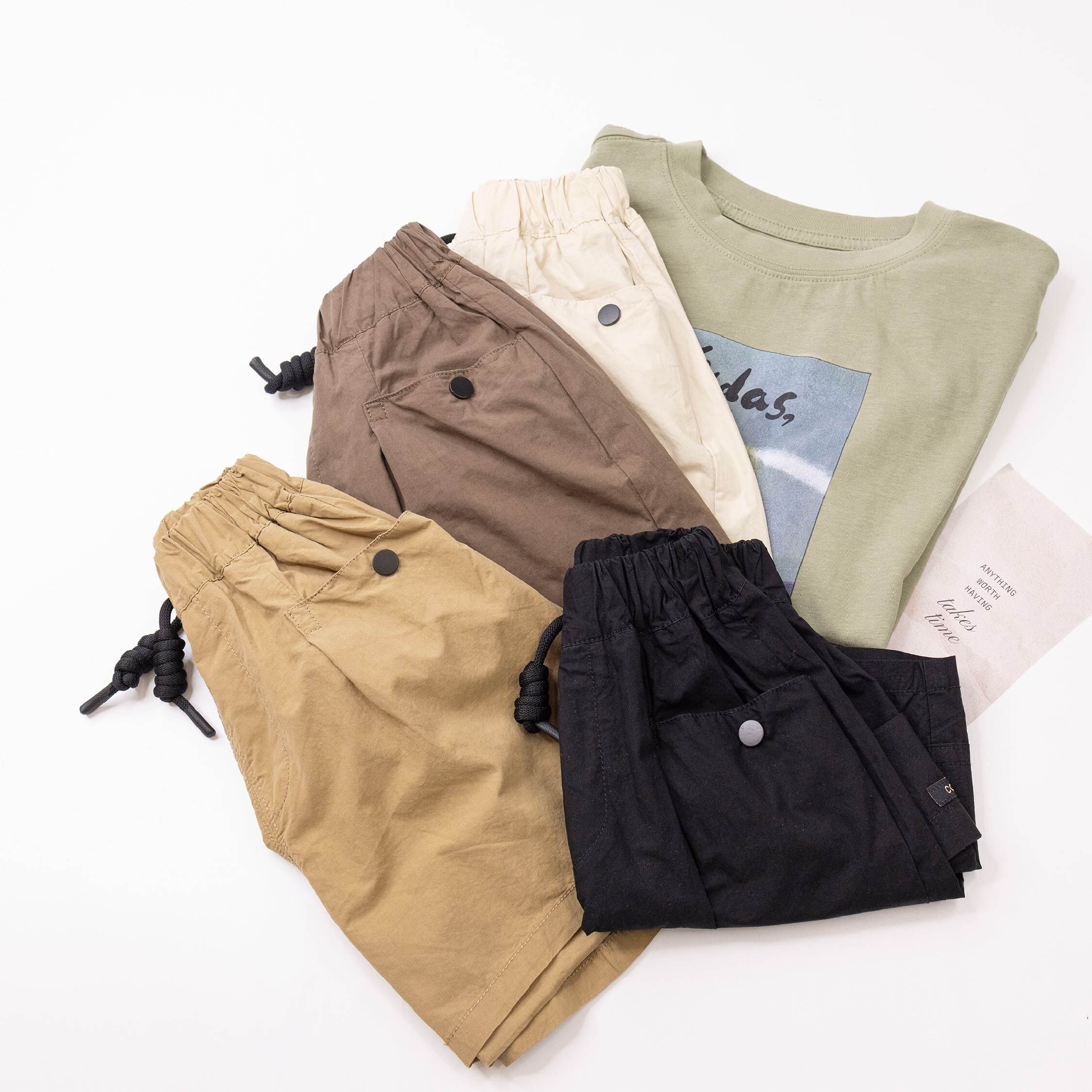 質感鈕釦裝飾抽繩短褲＊四色 (H50746)