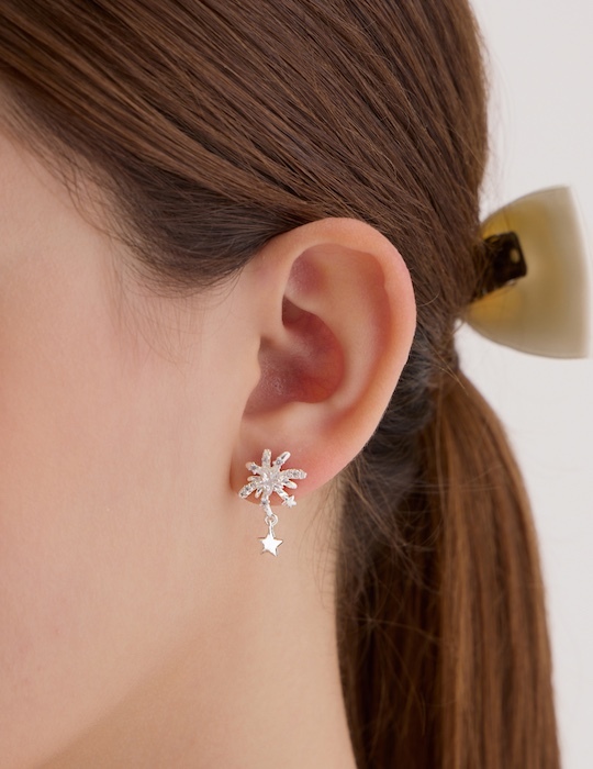 星光點鑽。銀針耳環