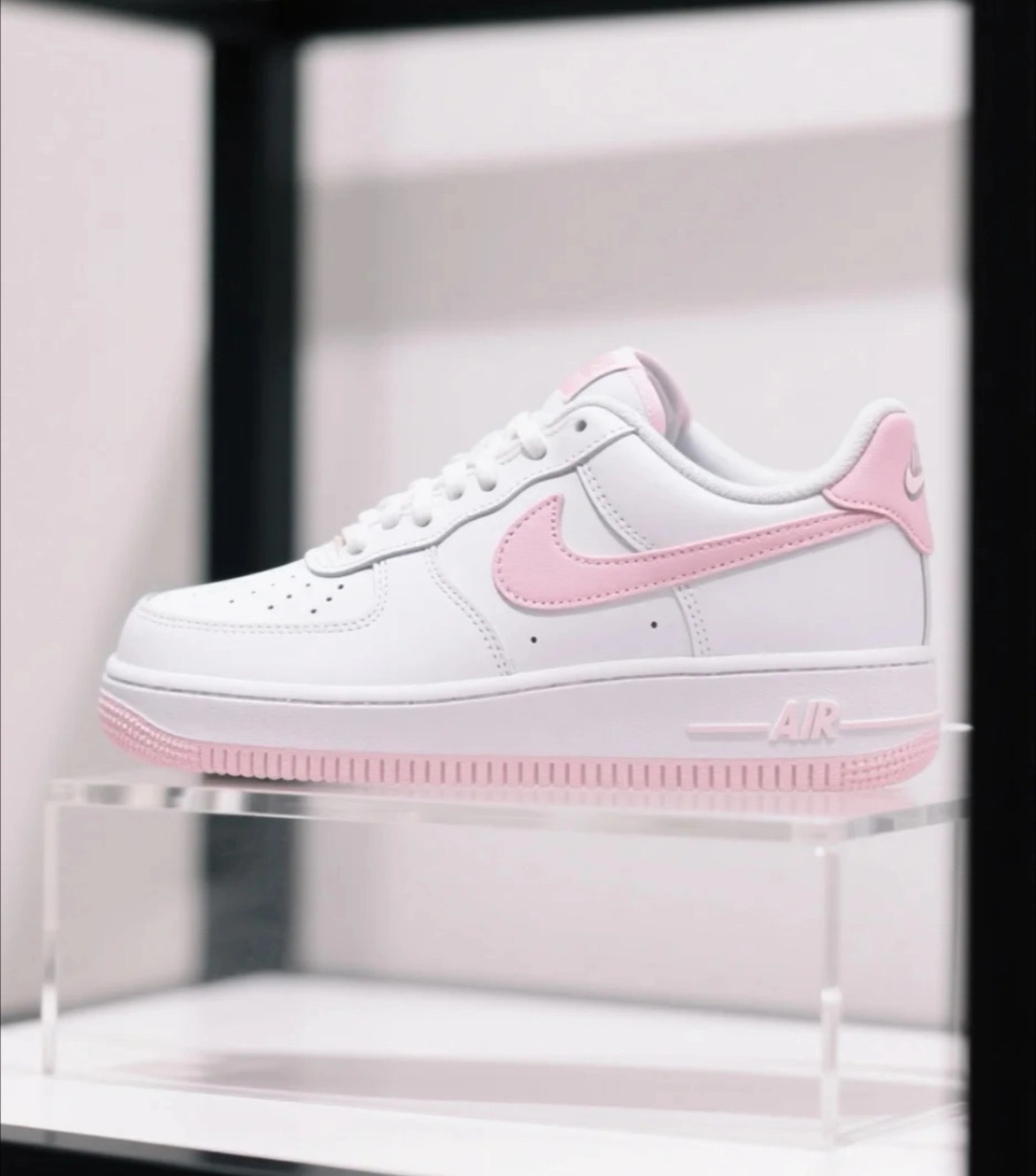 女生尺寸 大童鞋 NIKE AIR FORCE 1 GS 白粉 AF1 皮革 經典 休閒鞋【CT3839-115】