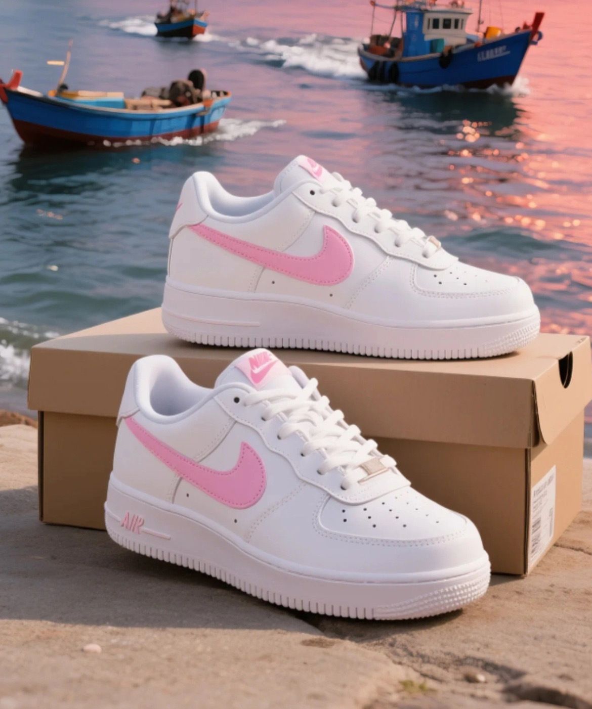 女生尺寸 大童鞋 NIKE AIR FORCE 1 GS 白粉 AF1 皮革 經典 休閒鞋【CT3839-115】