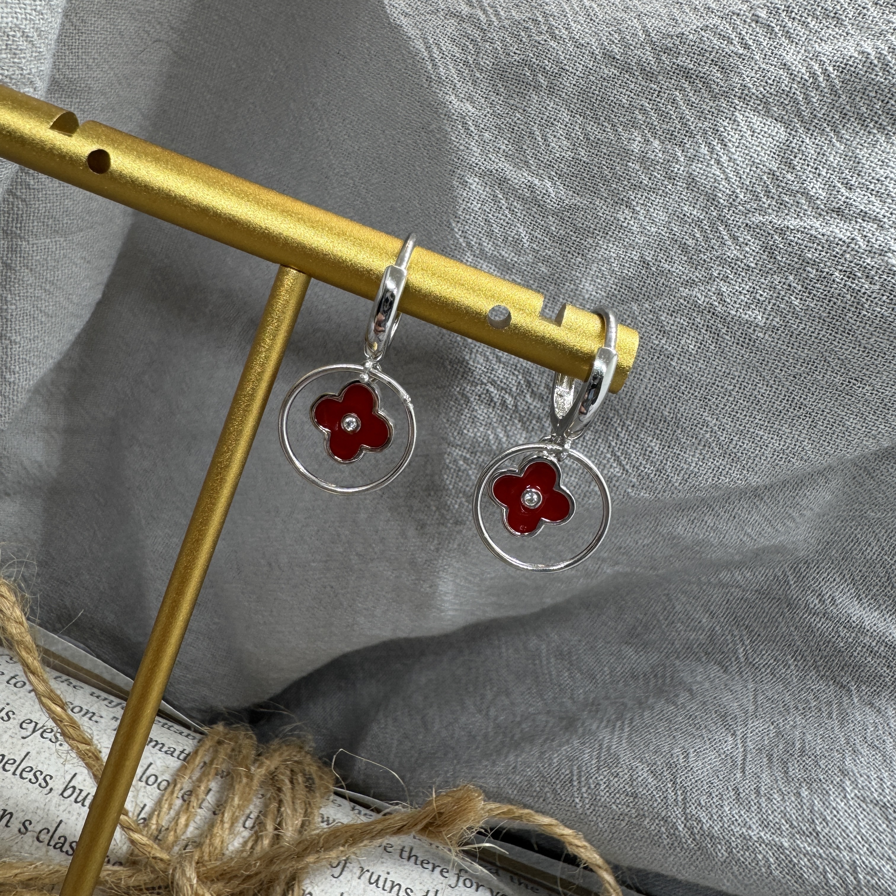 赤花圈語 - 純銀耳環