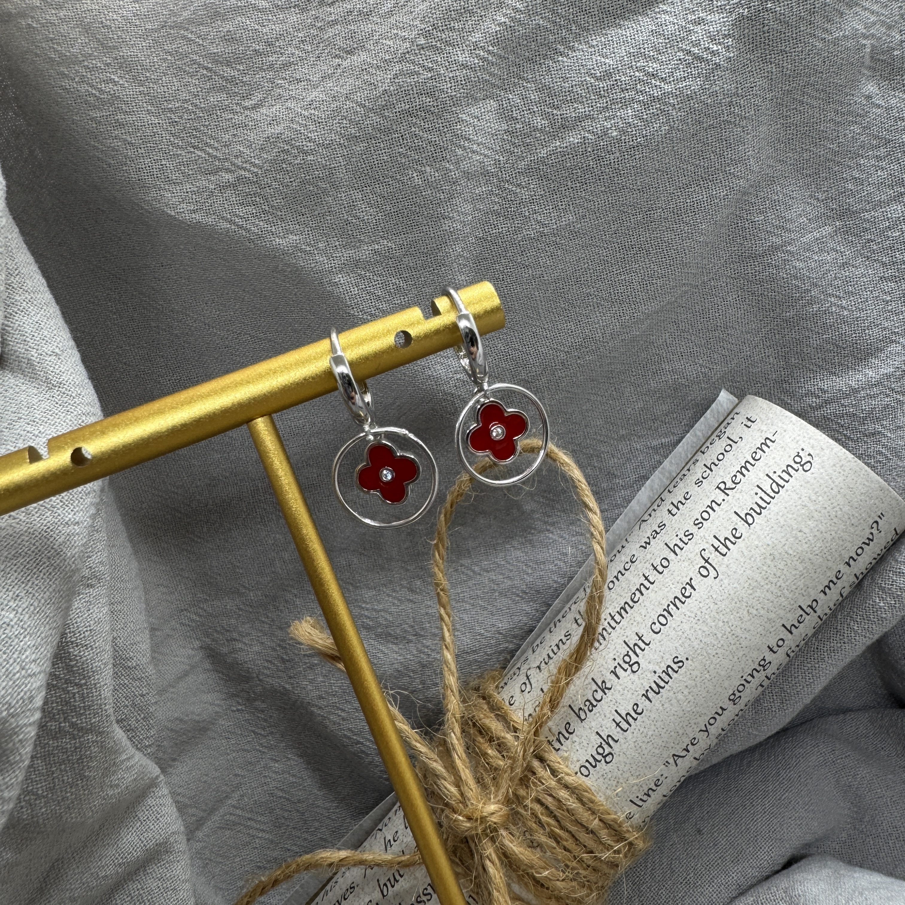 赤花圈語 - 純銀耳環