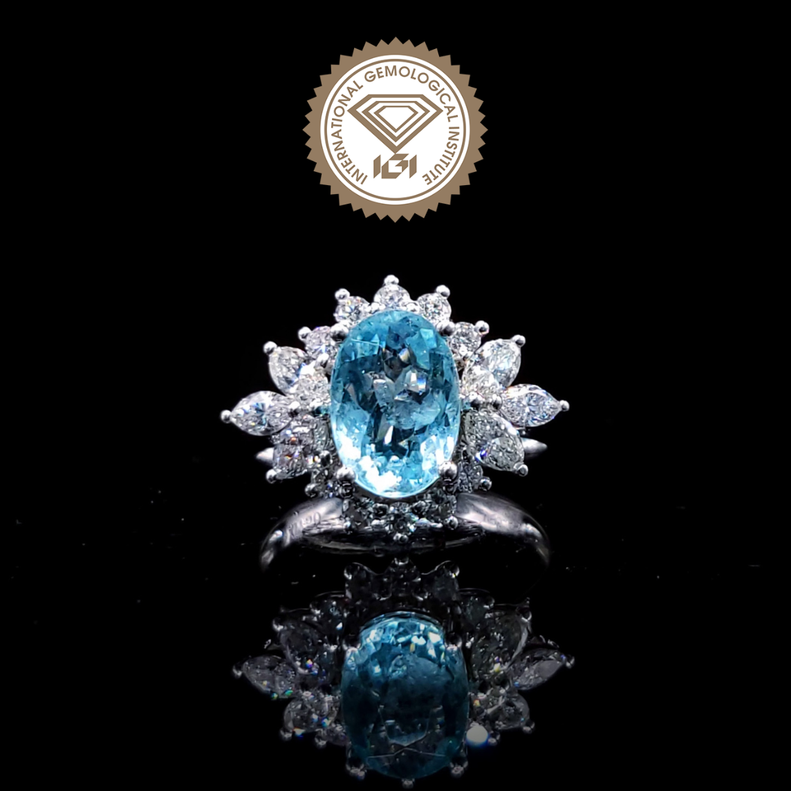 18K White Gold 2.32ct Paraiba and Diamond Ring
