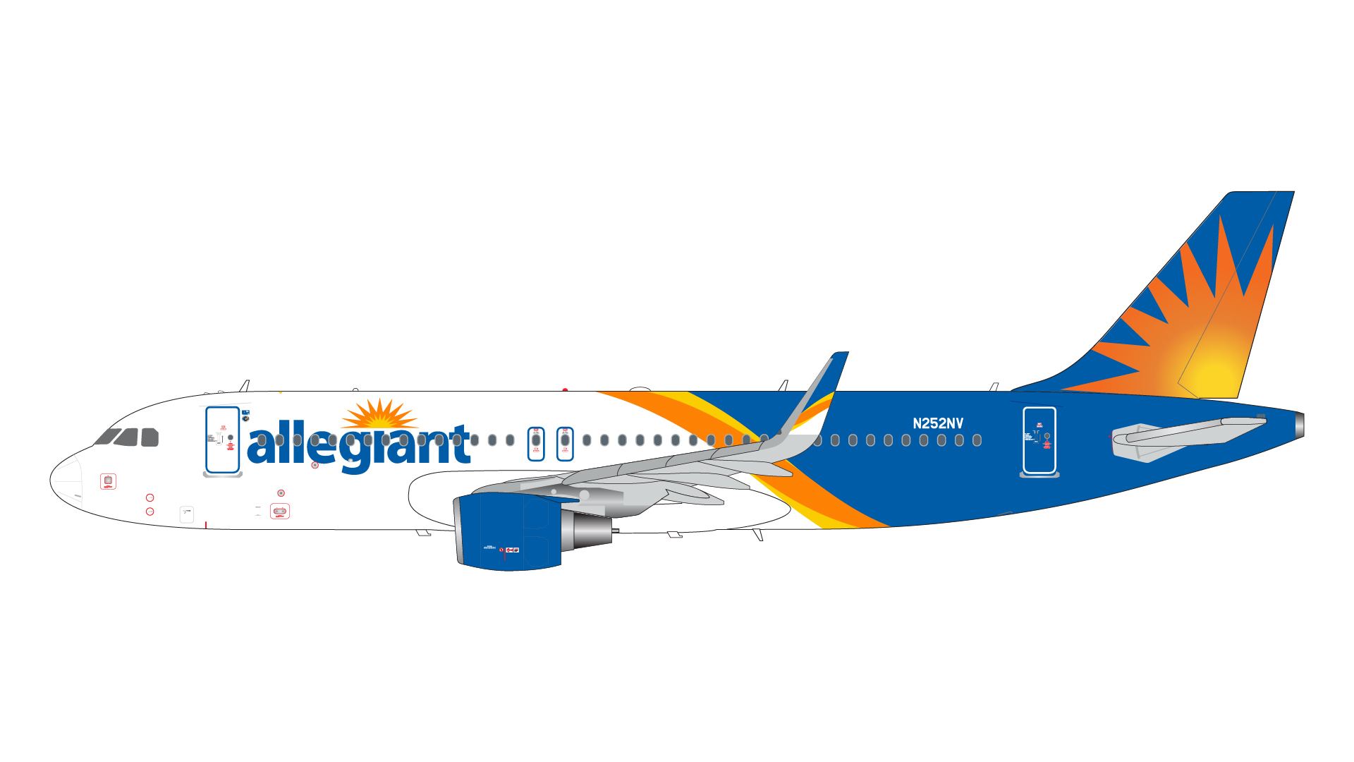 預訂:(訂金$300) (預訂價$891) : 1/200 Gemini Jet  A320-200 Allegiant Air N252NV upgraded stand (G2AAY1391)