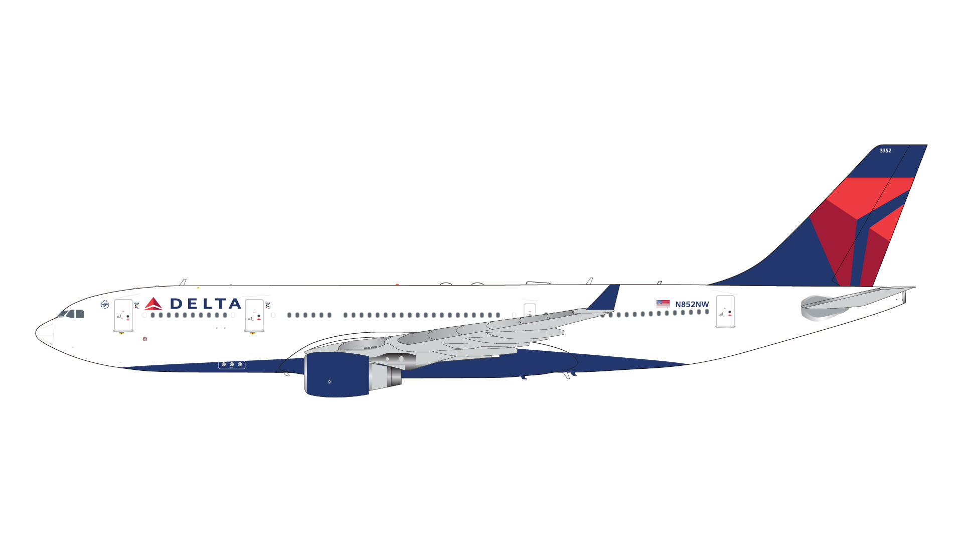 預訂:(訂金$300) (預訂價$1368) : 1/200 Gemini Jet  A330-200 Delta Air Lines N852NW (G2DAL1118)