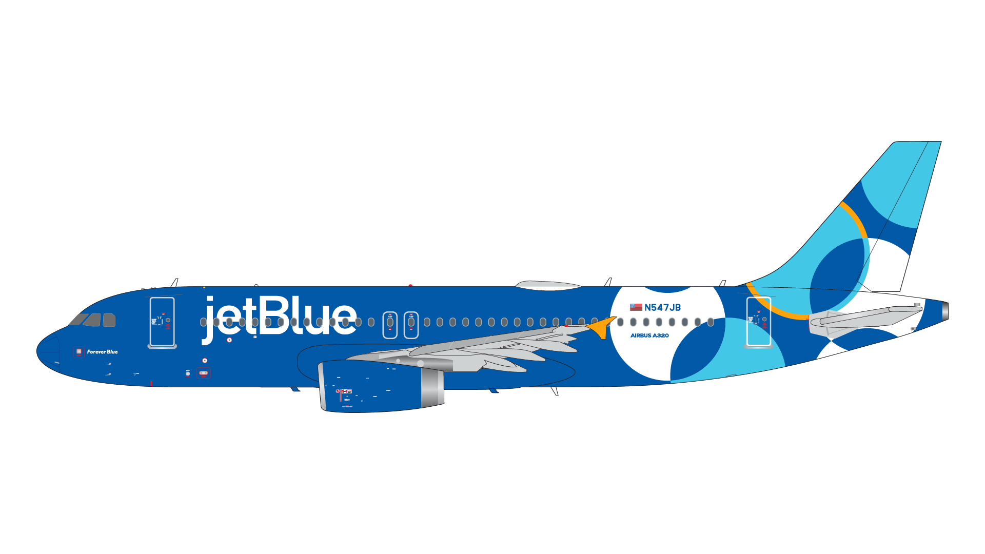 預訂:(訂金$300) (預訂價$891) : 1/200 Gemini Jet A320-200 JetBlue Airways N547JB "Forever Blue," upgraded stand (G2JBU1337)