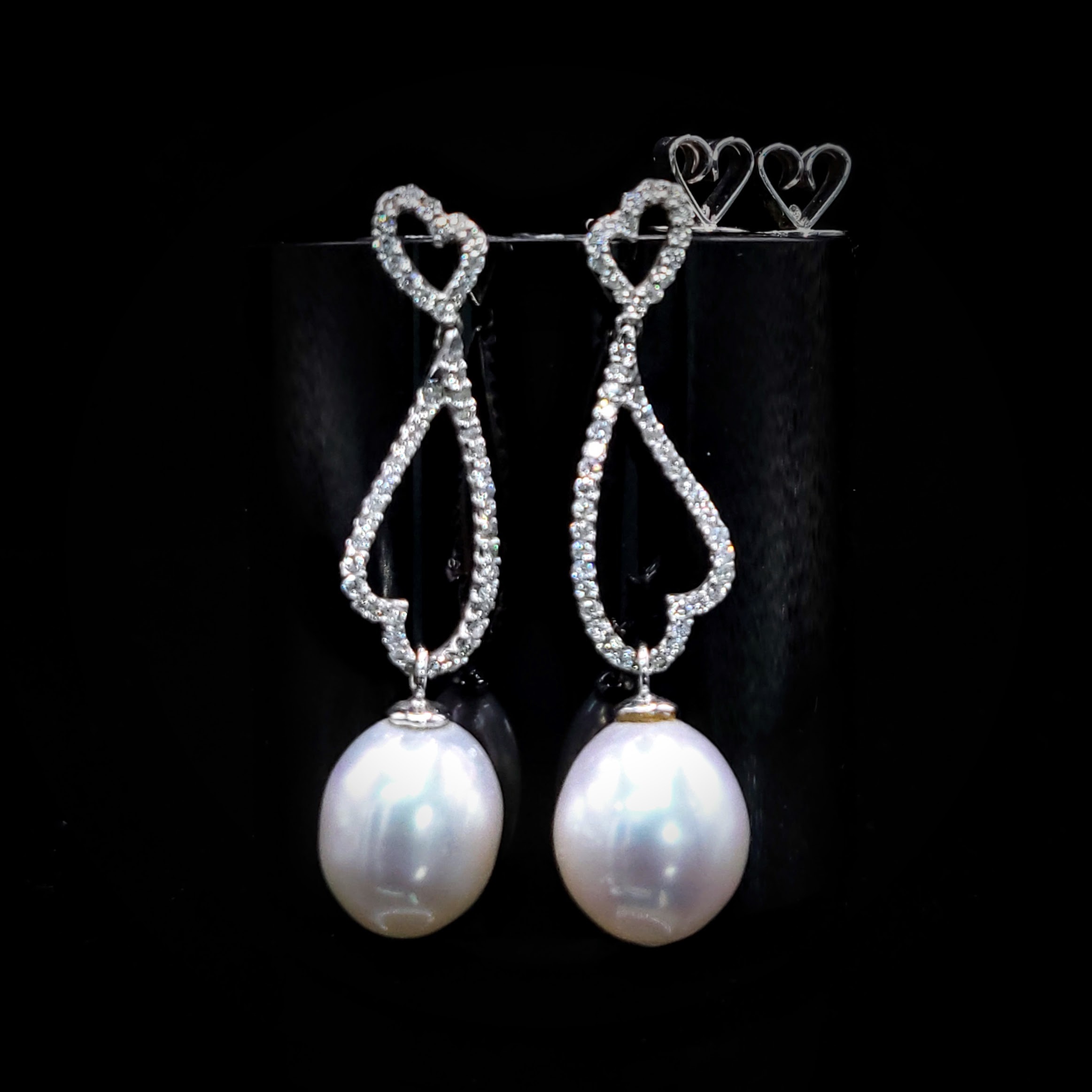 18K White Gold 0.35ct Diamond and Pearl Drop Earrings