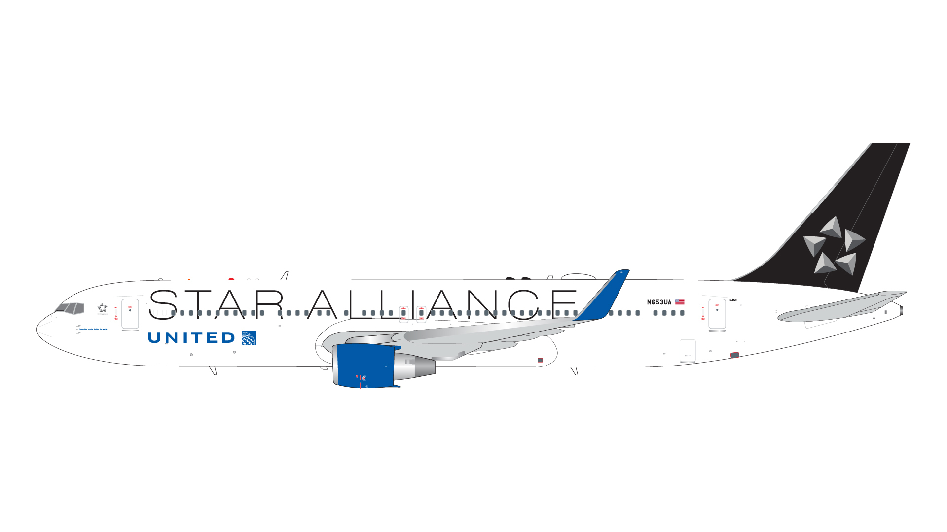 預訂:(訂金$300) (預訂價$1107) : 1/200 Gemini Jet  B767-300ER United Airlines N653UA "Star Alliance" livery (G2UAL1379)