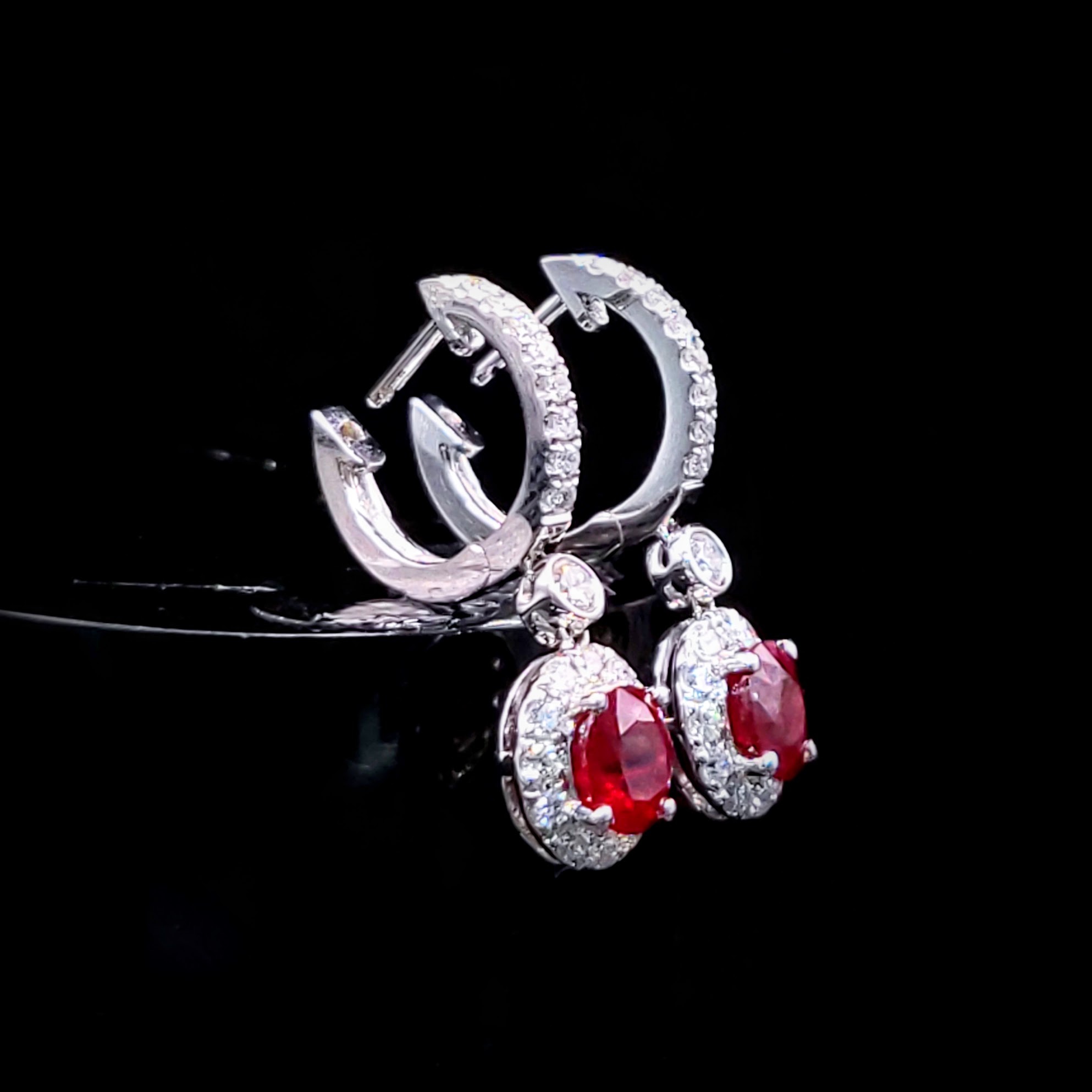 18K White Gold 1.58ct Ruby and Diamond Earring