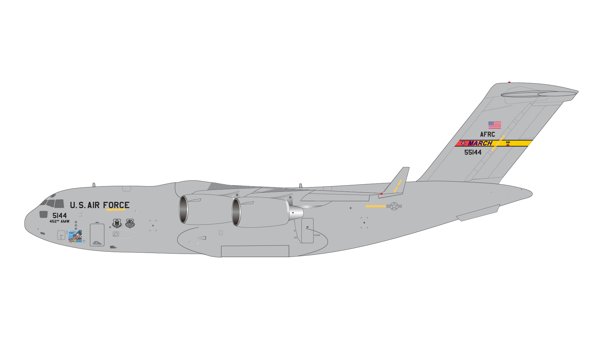 預訂:(訂金$300) (預訂價$1215) : 1/200 Gemini Jet C-17 Globemaster U.S. Air Force 05 5144 March AFB (G2AFO1392)