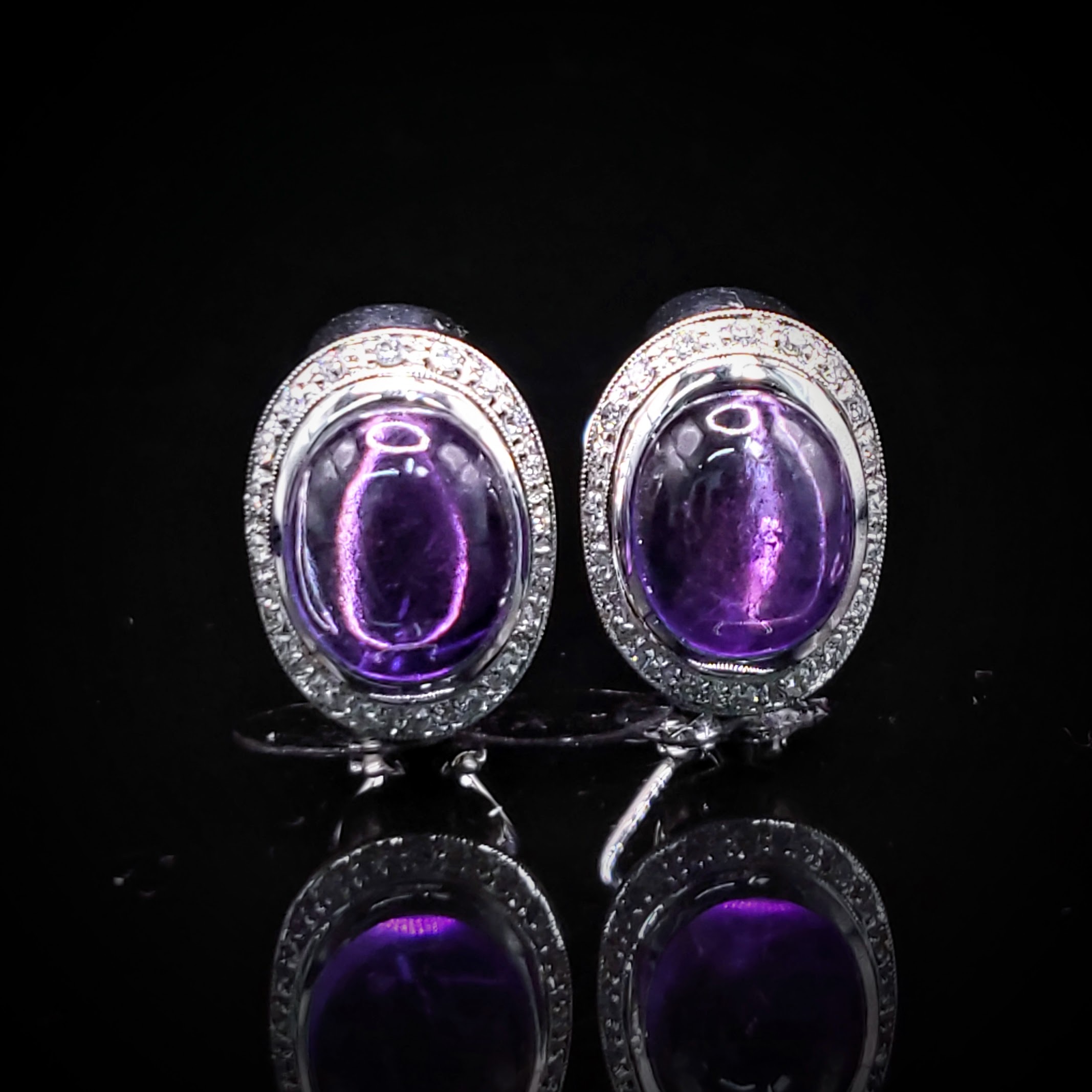 18K Rose Gold Amethyst and 0.46ct Diamond Earrings