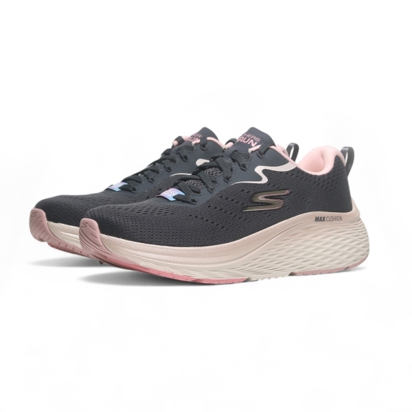 SKECHERS 慢跑鞋 MAX CUSHIONING 墨黑粉 厚底 女 129628CCPK