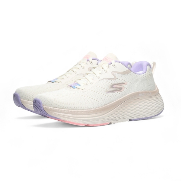 SKECHERS 慢跑鞋 MAX CUSHIONING 米白紫 厚底 女 129628NAT