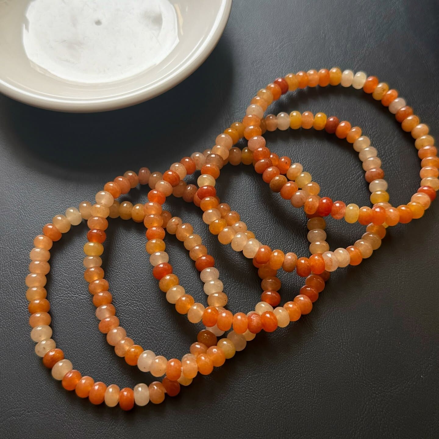 [原石] 橙東陵玉 算盤珠水晶手串