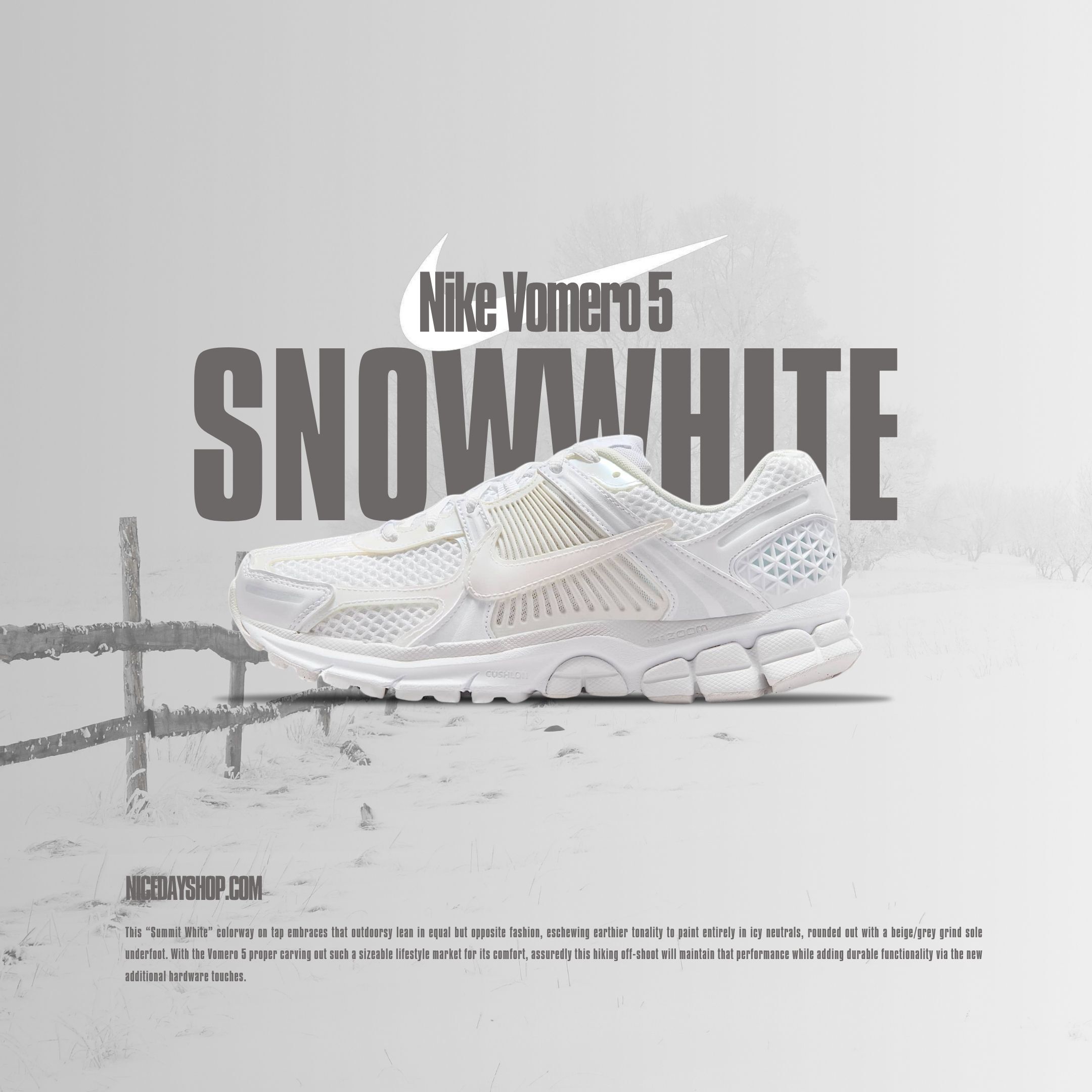 NICEDAY 現貨 Nike Zoom Vomero 5 Triple White 純白 白 奶油白 奶油 女鞋 復古 IB4397-100