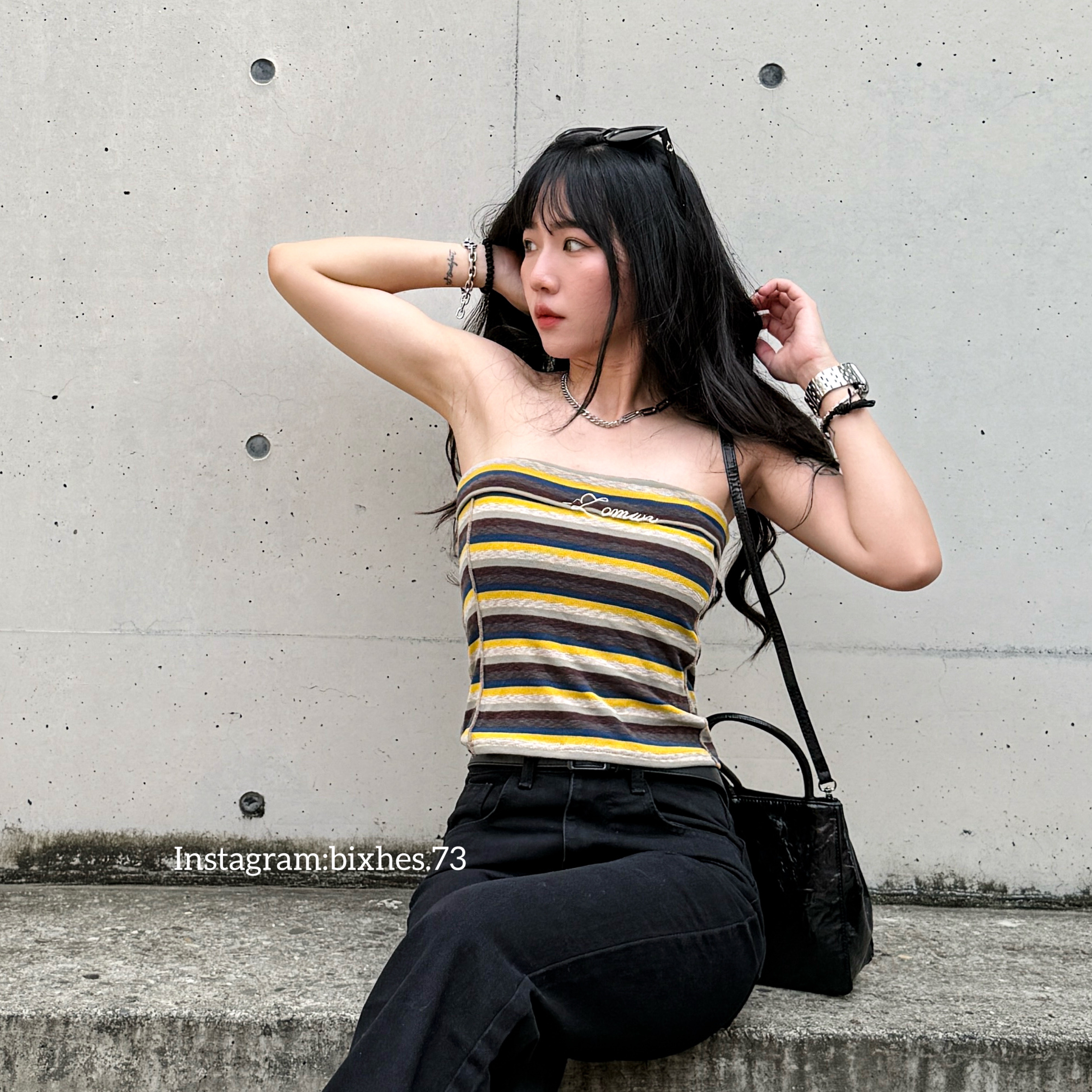 美式撞色條紋平口背心(C00098)