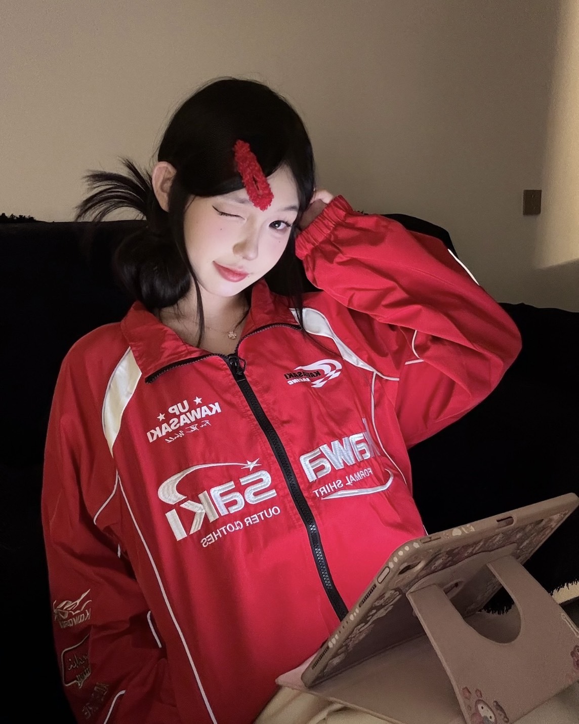 【現貨】Kawasaki 美式 復古 刺繡 防風 賽車 外套 3色