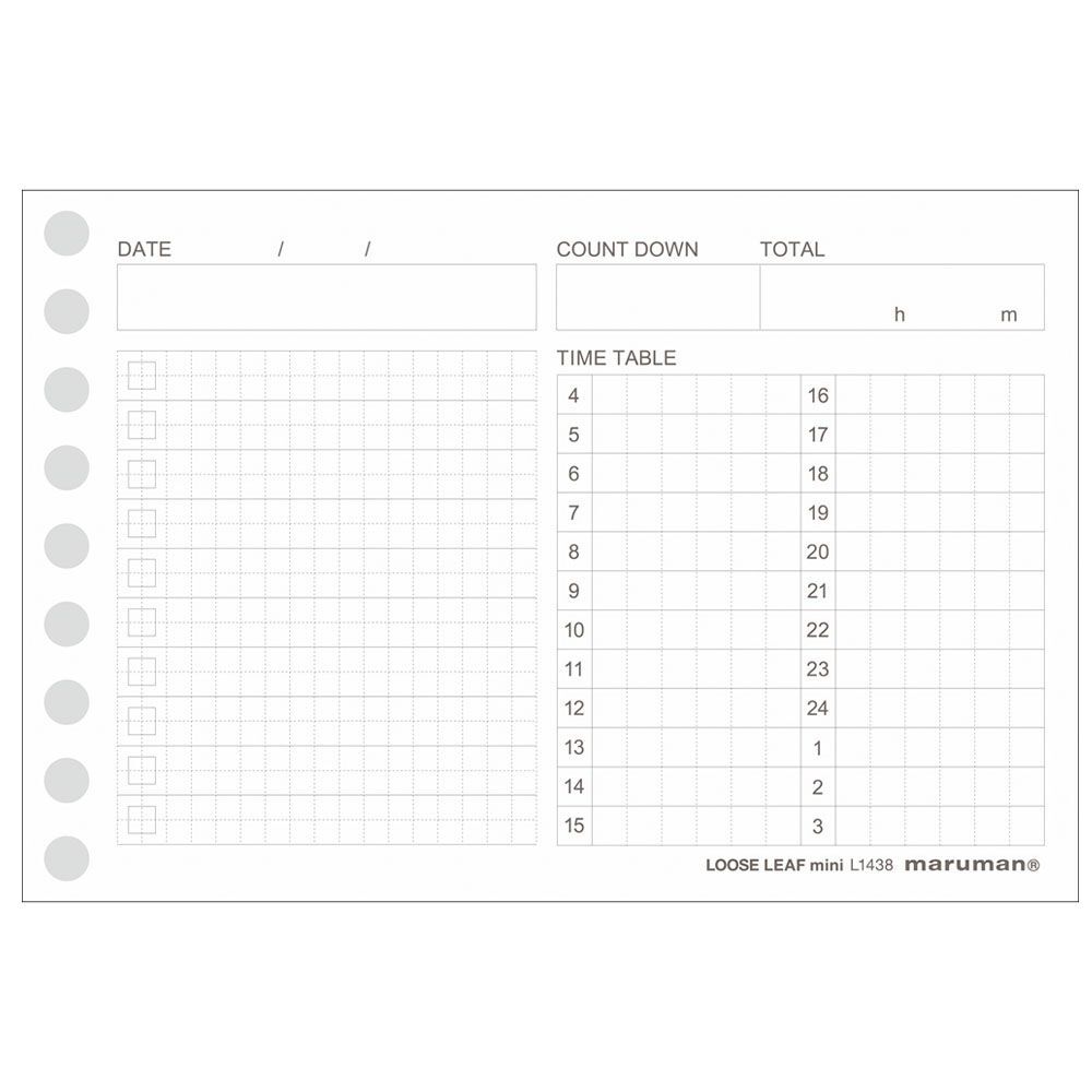 9孔 時間規劃 活頁紙 B7｜MARUMAN 日本