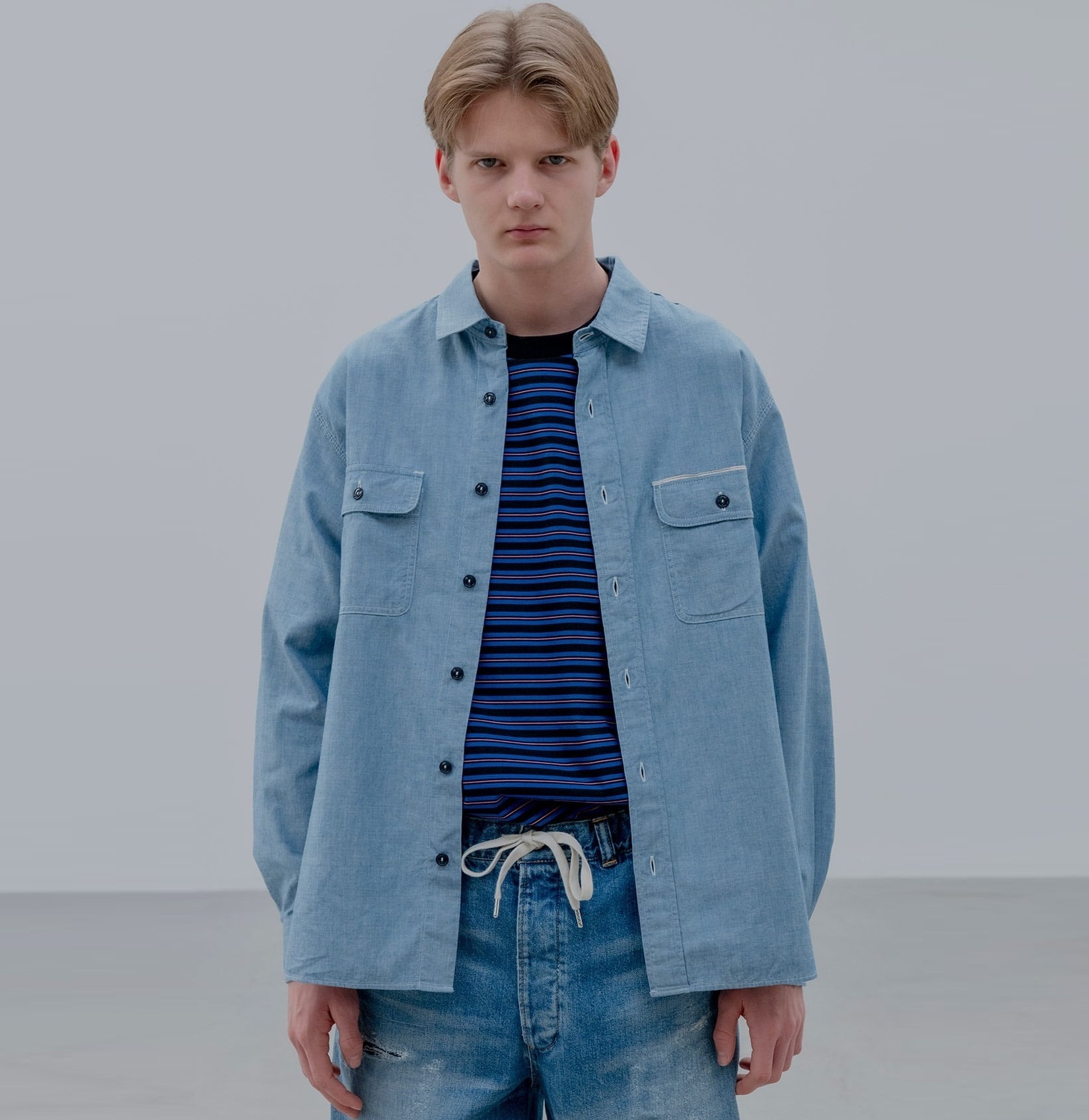 8/1 RELEASE: SOPH Uniform Experiment 2025 A/W WASHED CHAMBRAY SHIRT - PRE ORDER ITEM (預訂中)