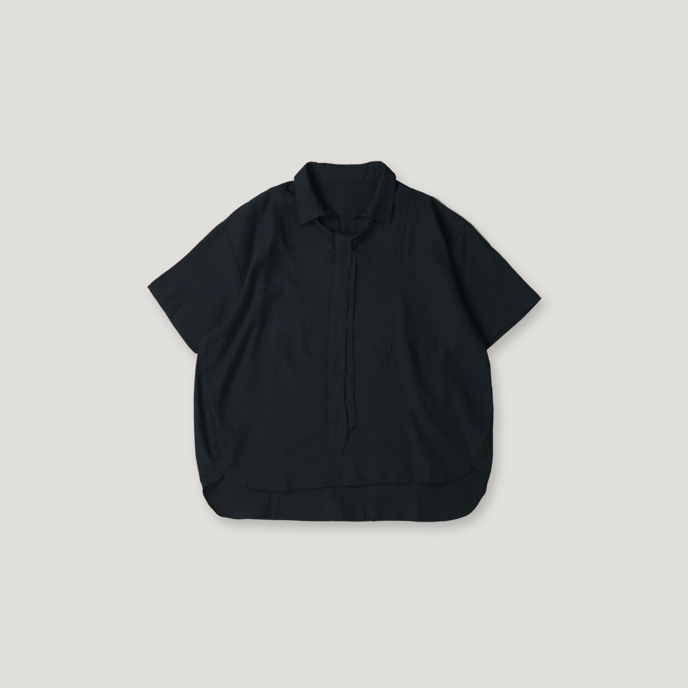 J.P.L. 尖領半袖領巾弧形襯衫 ╭ 2色 ╮