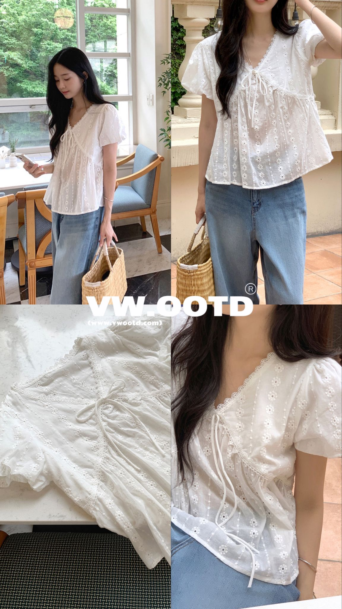 刺繡雛菊短袖上衣