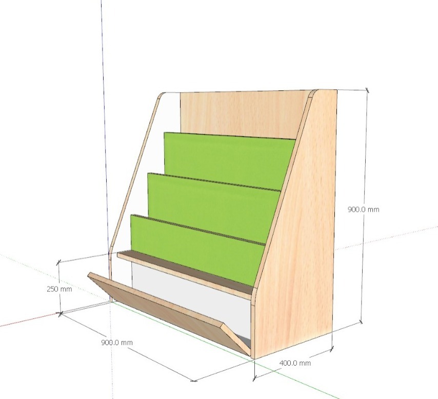 3 Tier Book Rack With Flap (Wood), Classic