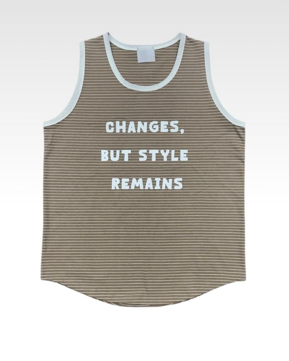 英文字橫間背心 V1146